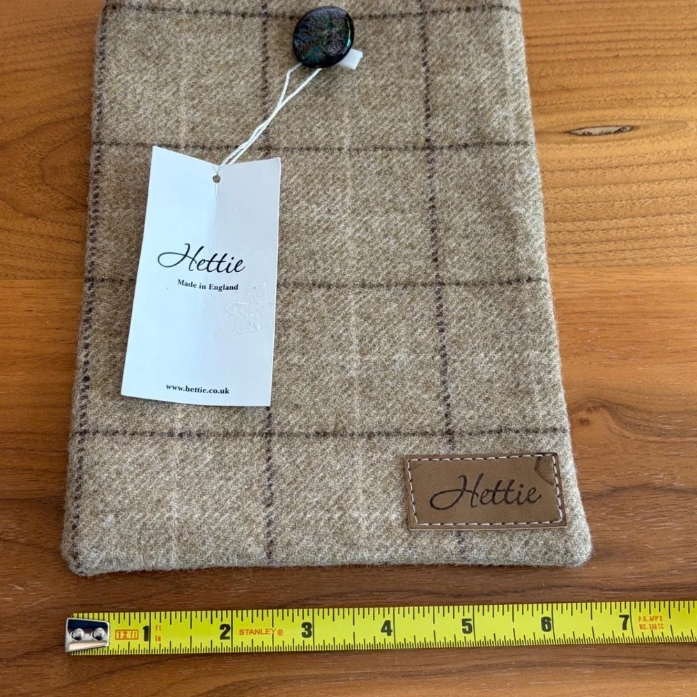 Hettie Tablet Case Small Tan Plaid British Wool Moon Cloth Tweed Sleeve
